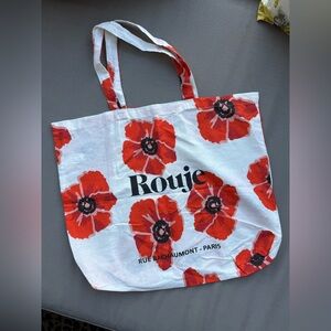 Rouje White and Red Floral Tote Bag